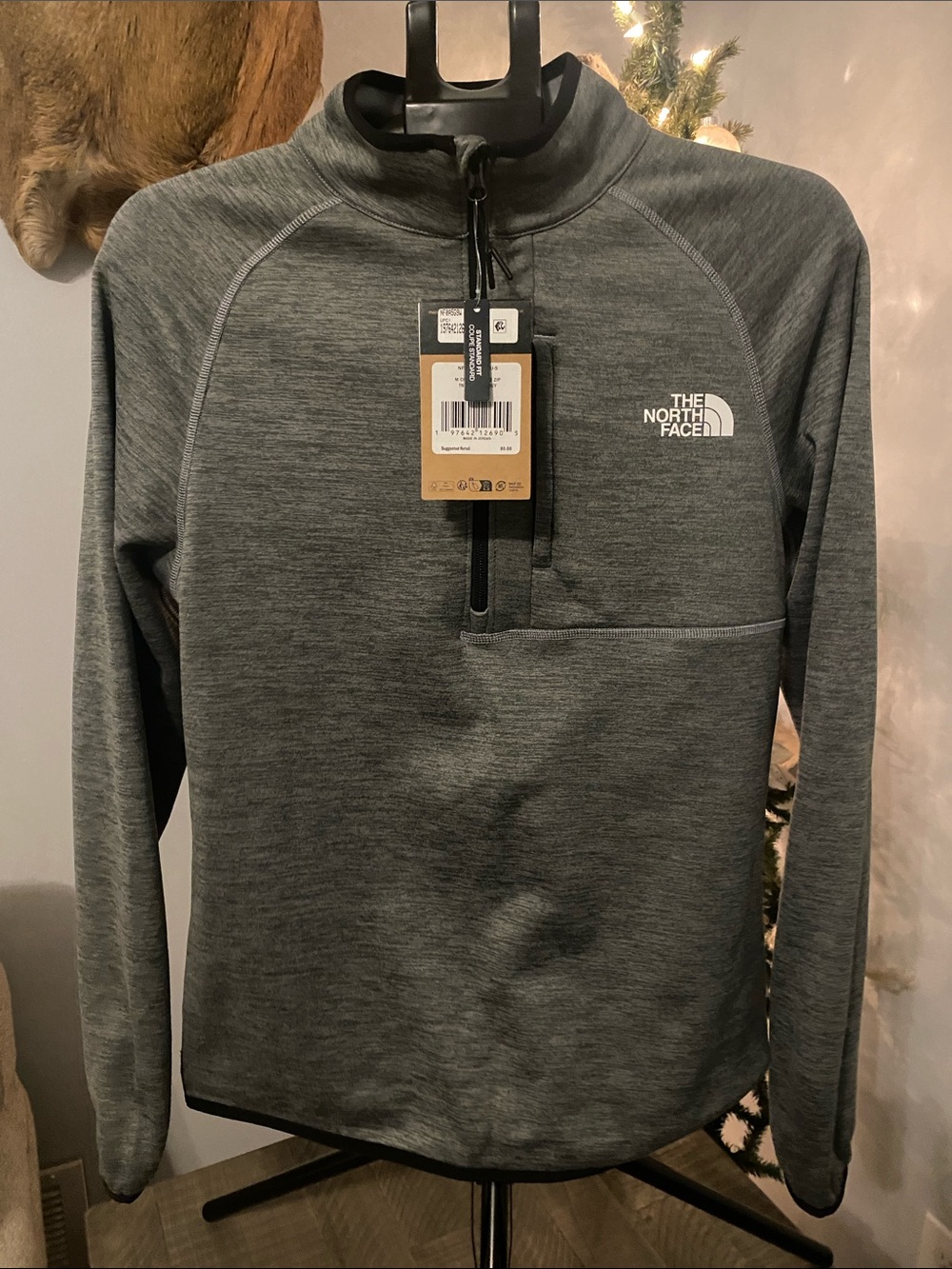 The North Face Men's Heather Gray Lightweight Quarter-Zip Pullover